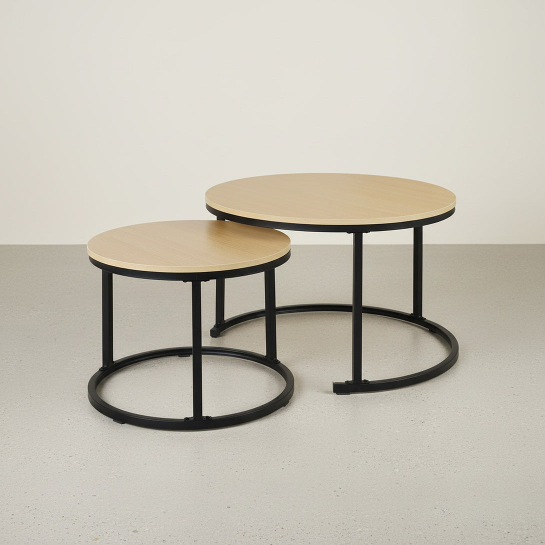 Nasser Nesting Coffee Table - Set of 2 - Natural + Black