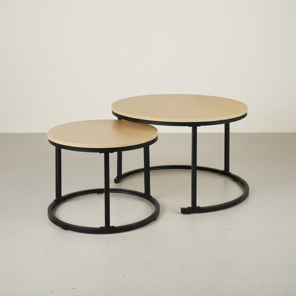 Nasser Nesting Coffee Table - Set of 2 - Natural + Black
