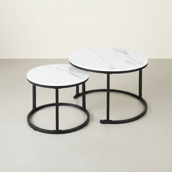 Mainit Nesting Coffee Table - Set of 2 - White + Black
