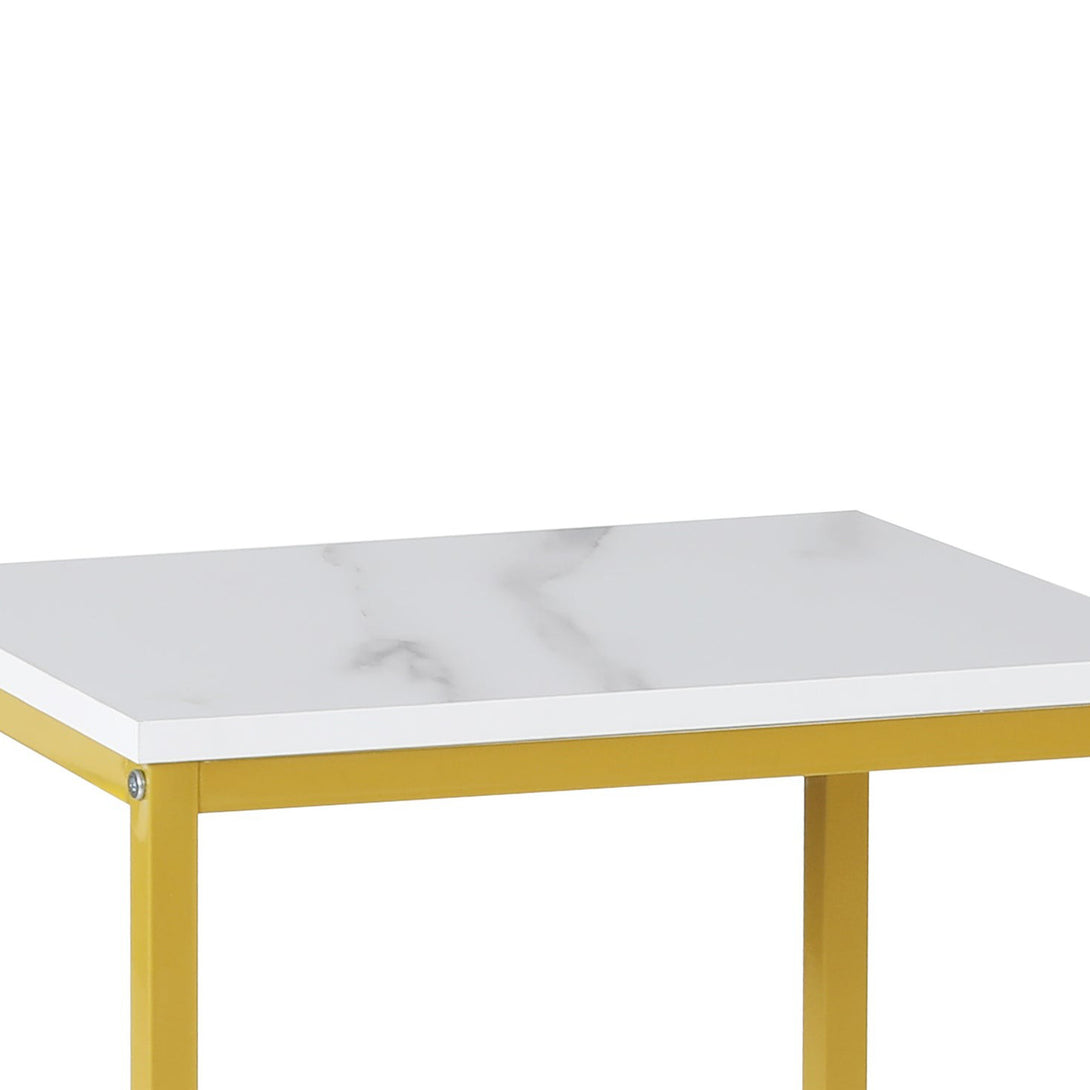 Ross Storage Shelf With Drawer - White + Gold