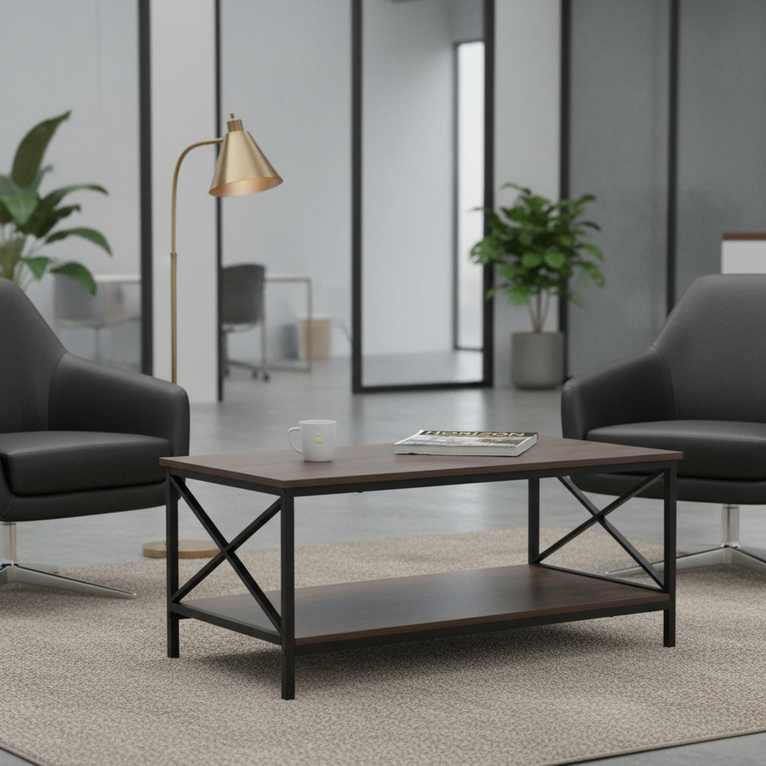 Chad Rectangle Coffee Table - Rustic Brown + Black
