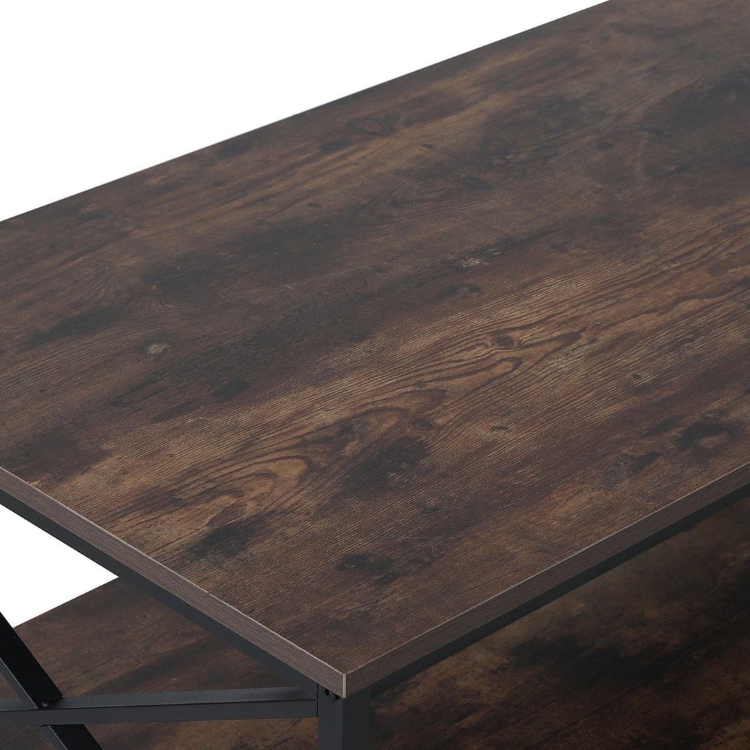 Chad Rectangle Coffee Table - Rustic Brown + Black