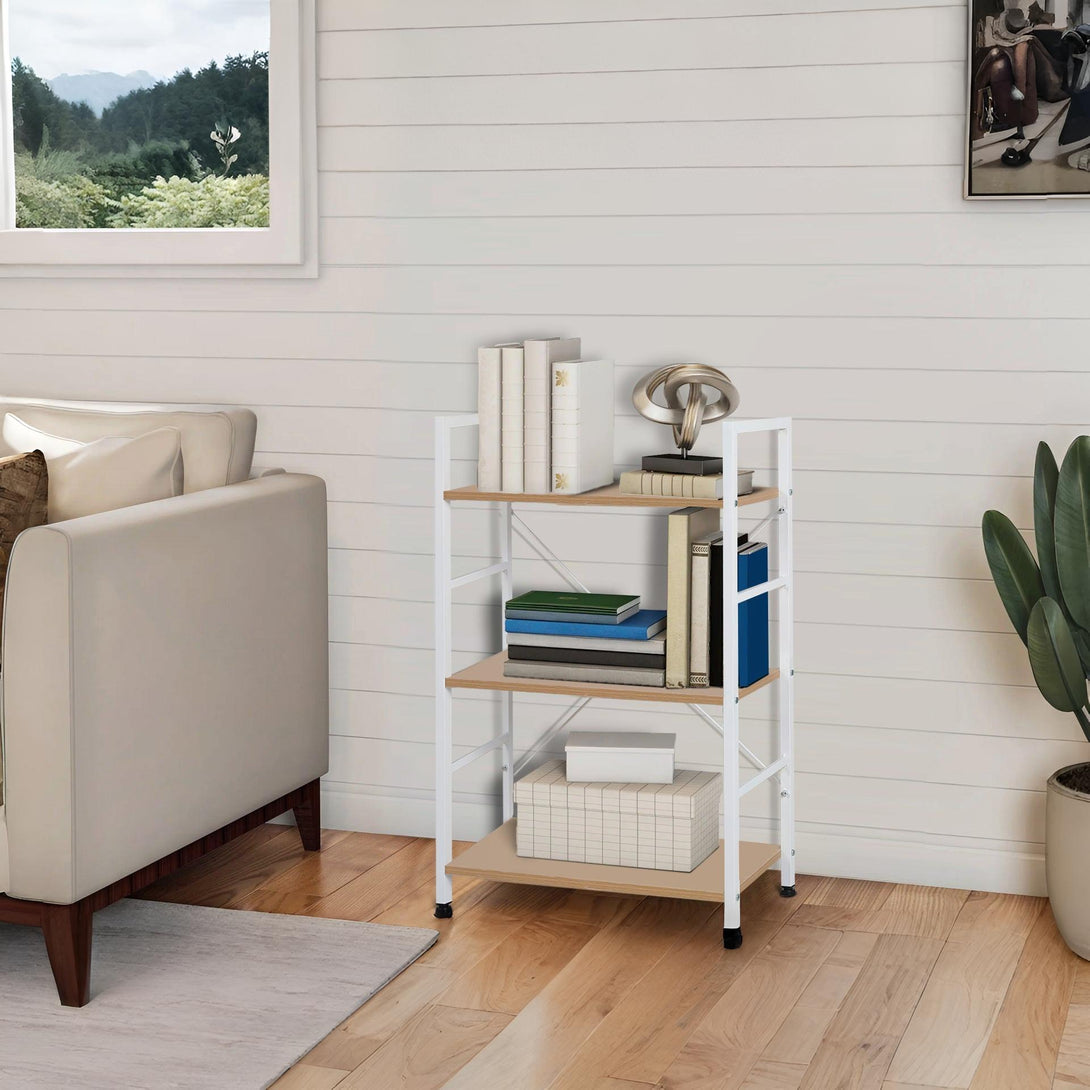 Hikuai 3 Tier Bookshelf - Natural + White