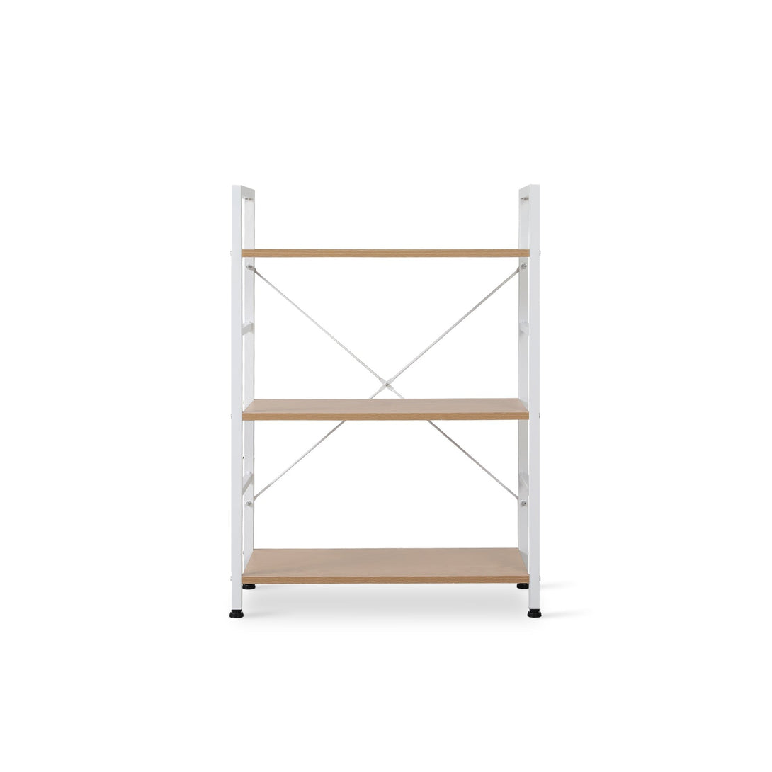 Hikuai 3 Tier Bookshelf - Natural + White