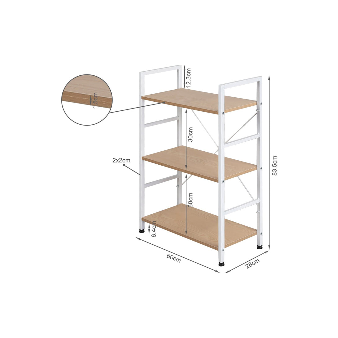 Hikuai 3 Tier Bookshelf - Natural + White