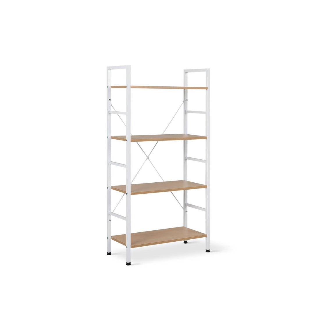 Hikuai 4 Tier Bookshelf - Natural + White