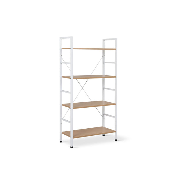 Hikuai 4 Tier Bookshelf - Natural + White