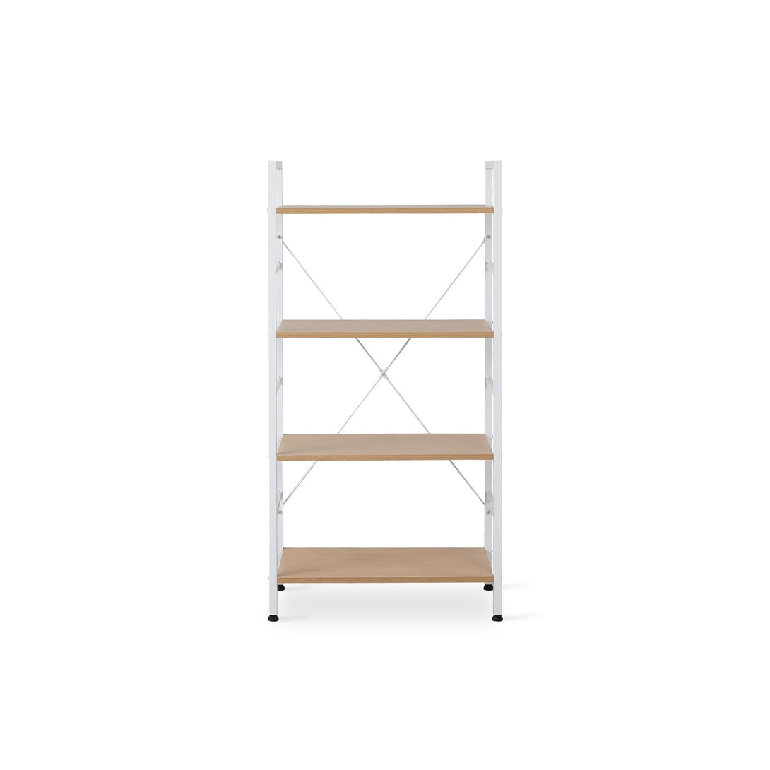 Hikuai 4 Tier Bookshelf - Natural + White