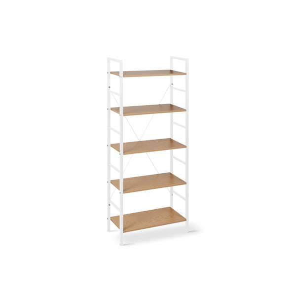 Hikuai 5 Tier Bookshelf - Natural + White