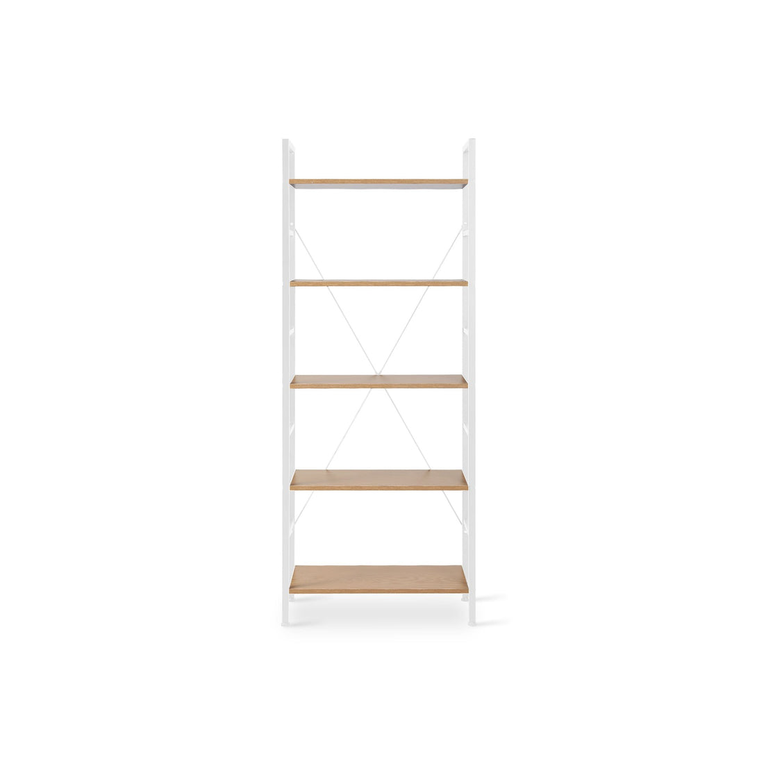 Hikuai 5 Tier Bookshelf - Natural + White