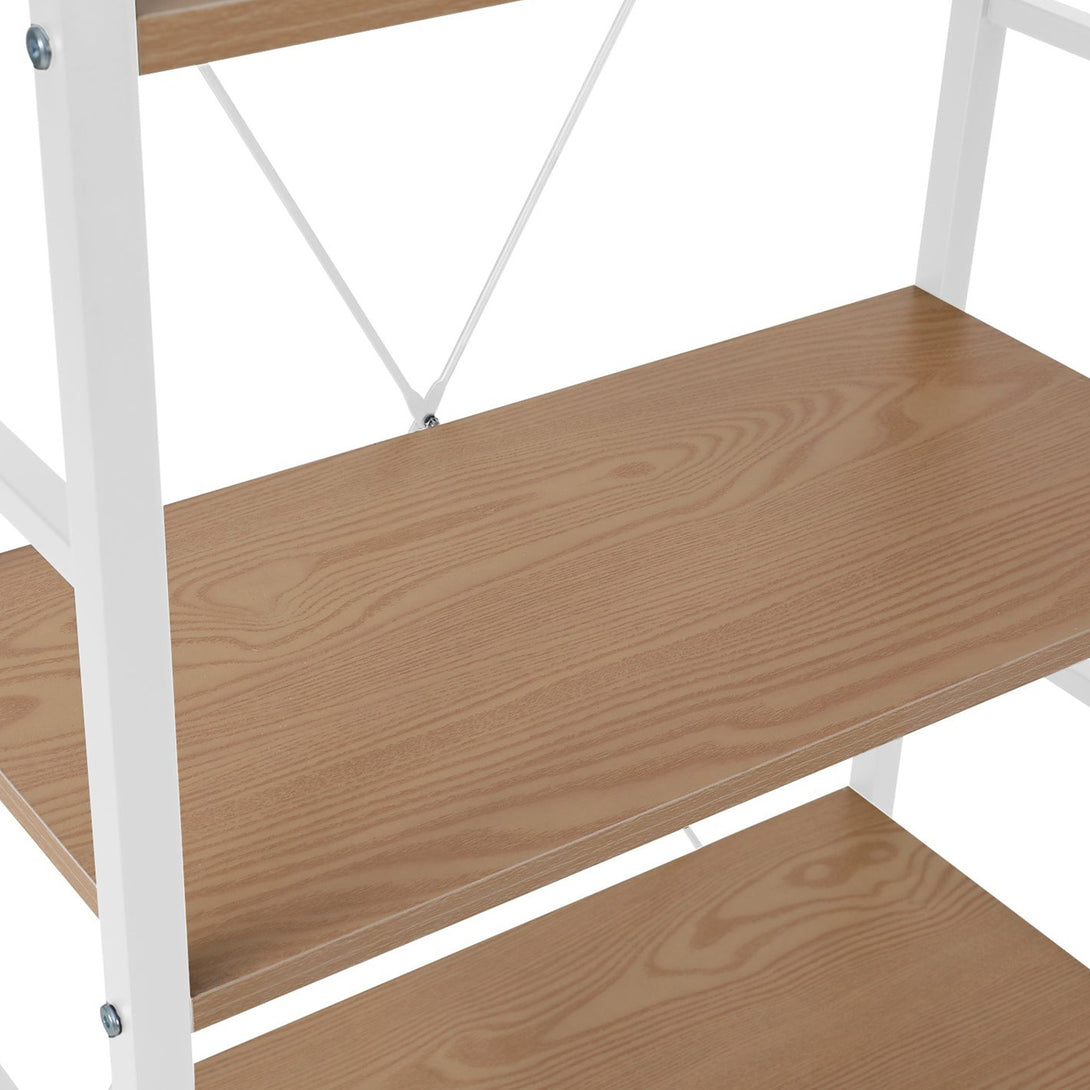 Hikuai 5 Tier Bookshelf - Natural + White