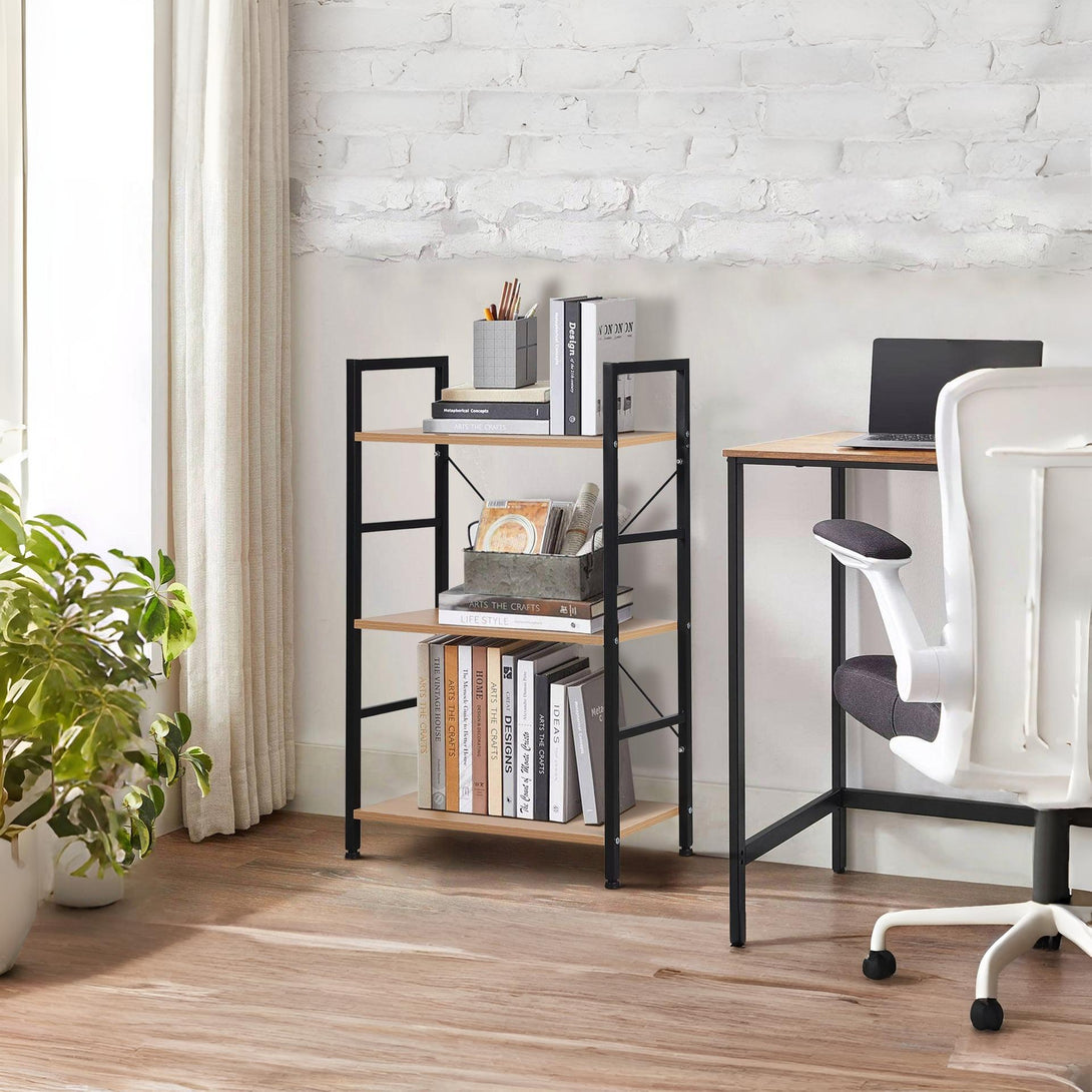 Hikuai 3 Tier Bookshelf - Natural + Black