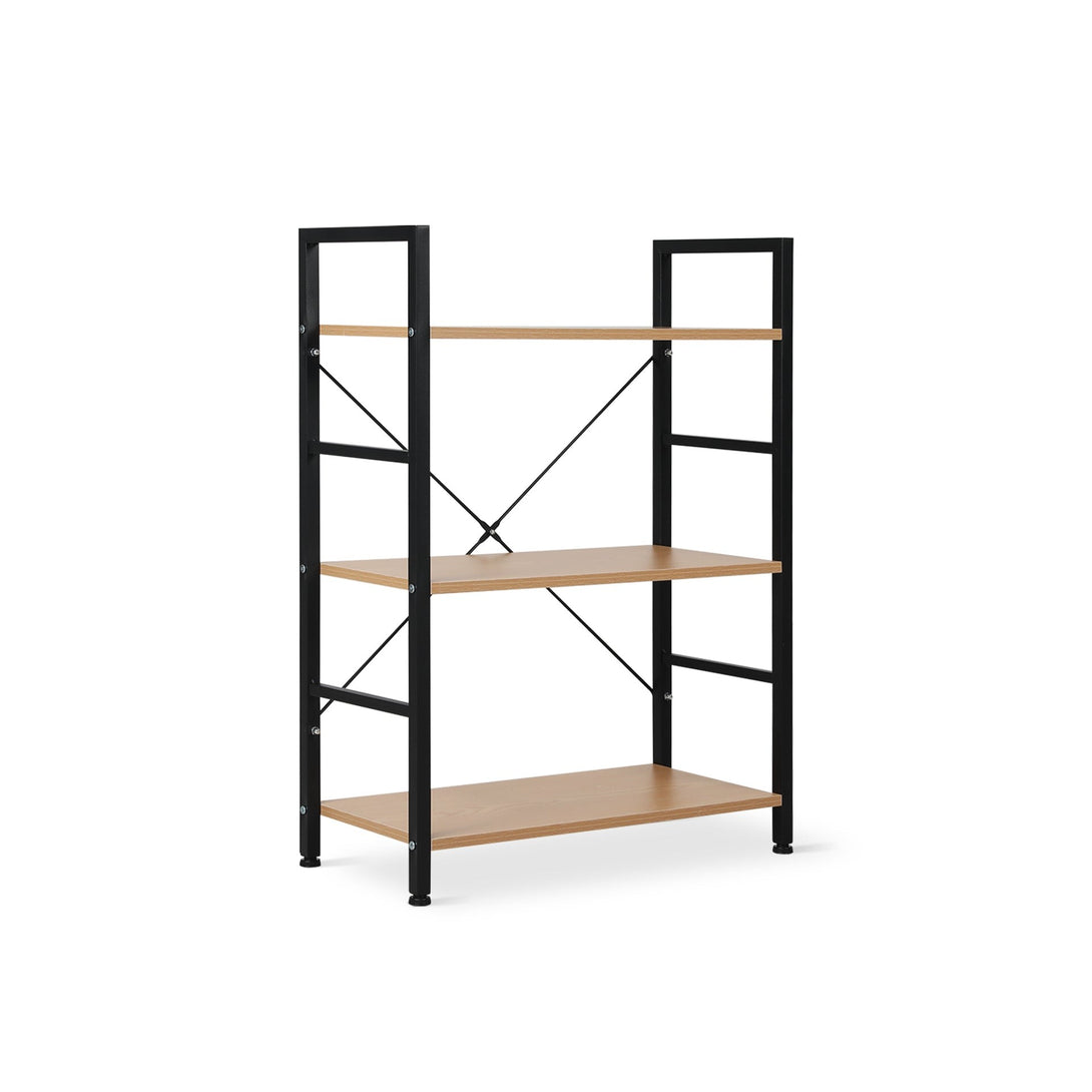 Hikuai 3 Tier Bookshelf - Natural + Black