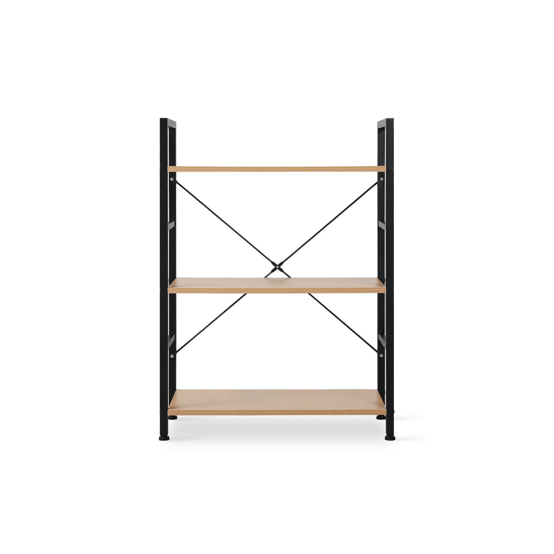 Hikuai 3 Tier Bookshelf - Natural + Black