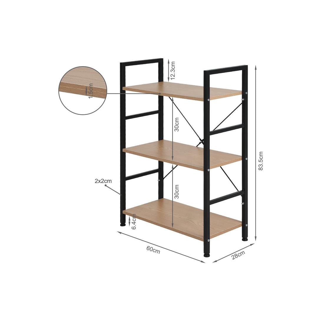 Hikuai 3 Tier Bookshelf - Natural + Black