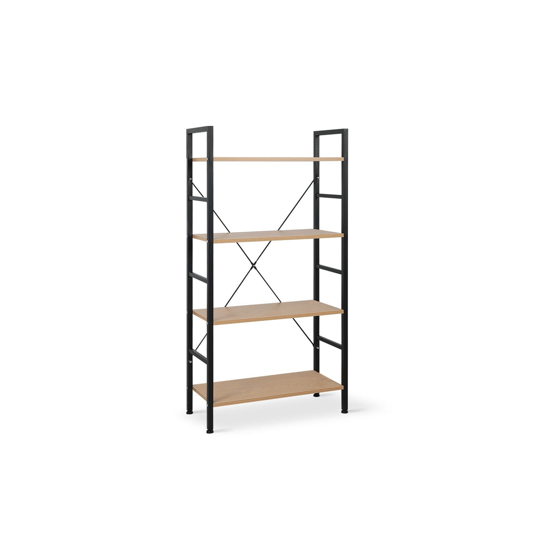 Hikuai 4 Tier Bookshelf - Natural + Black
