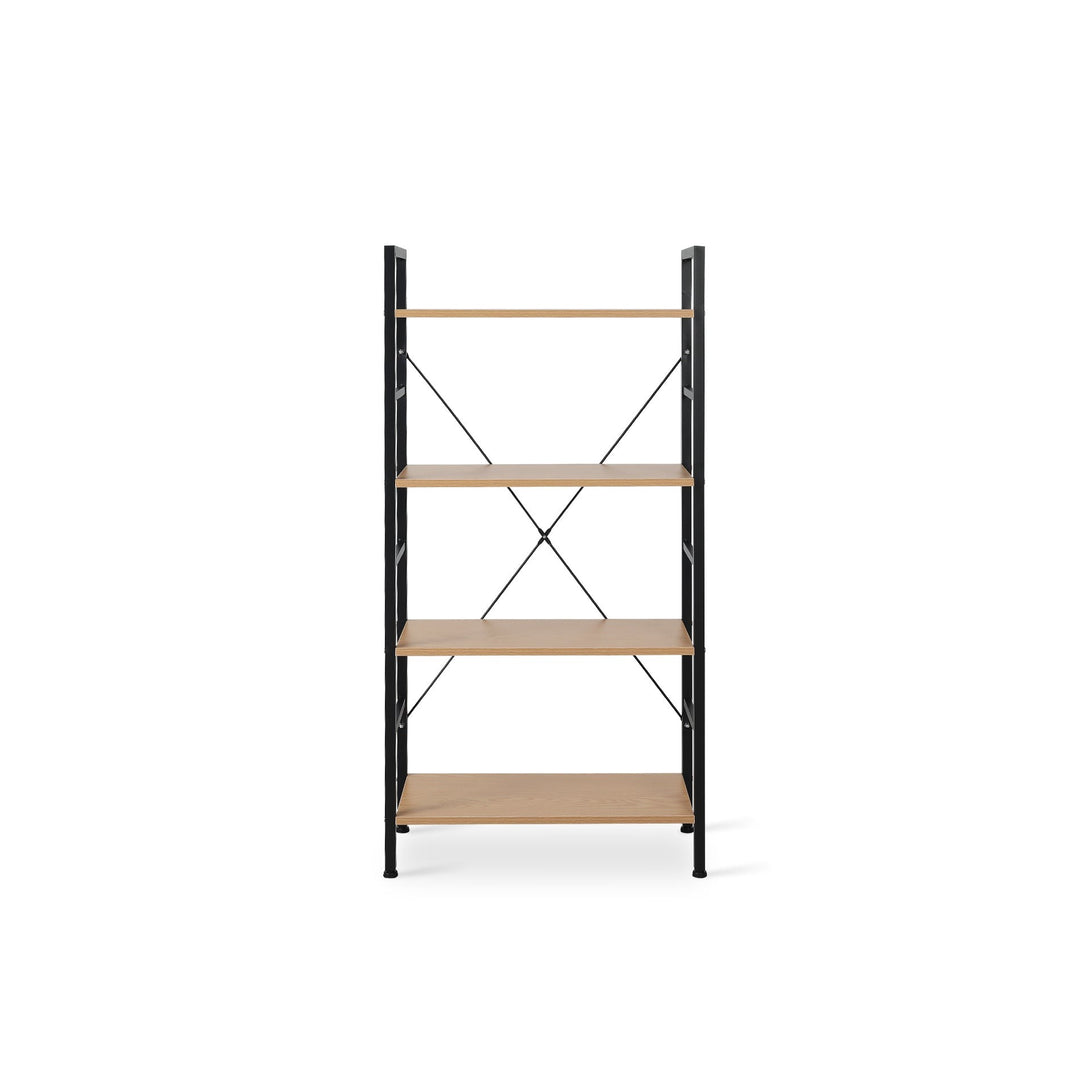 Hikuai 4 Tier Bookshelf - Natural + Black