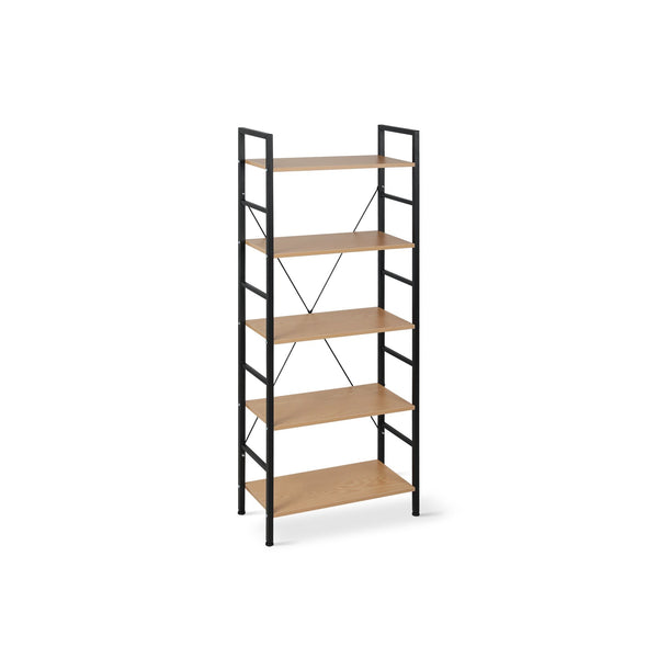 Hikuai 5 Tier Bookshelf - Natural + Black