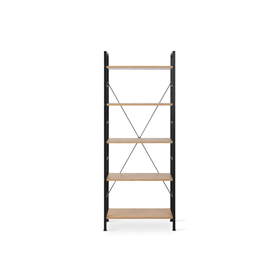 Hikuai 5 Tier Bookshelf - Natural + Black