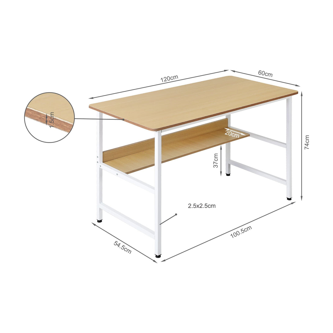 Carter 120cm Computer Desk - Maple + White