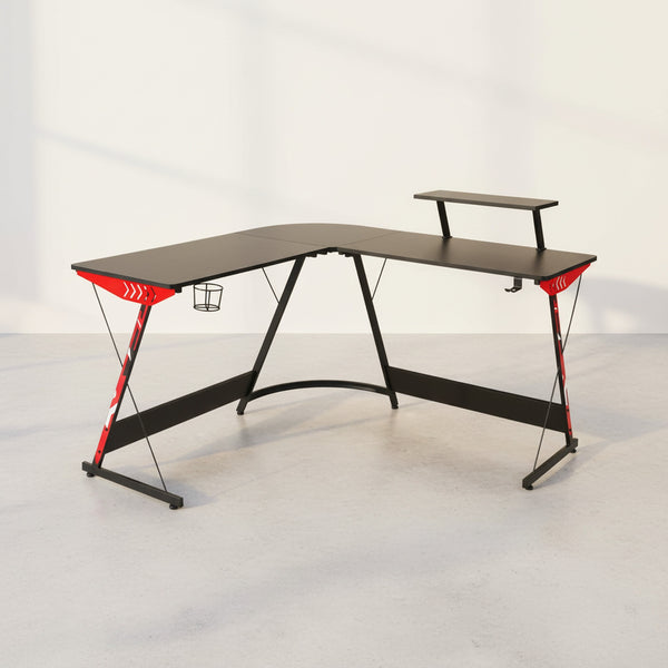 Hunter L-Shaped Gaming Desk - Black