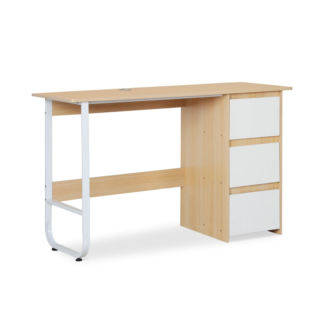 Gavin 120cm Computer Desk with Drawers - Natural + White