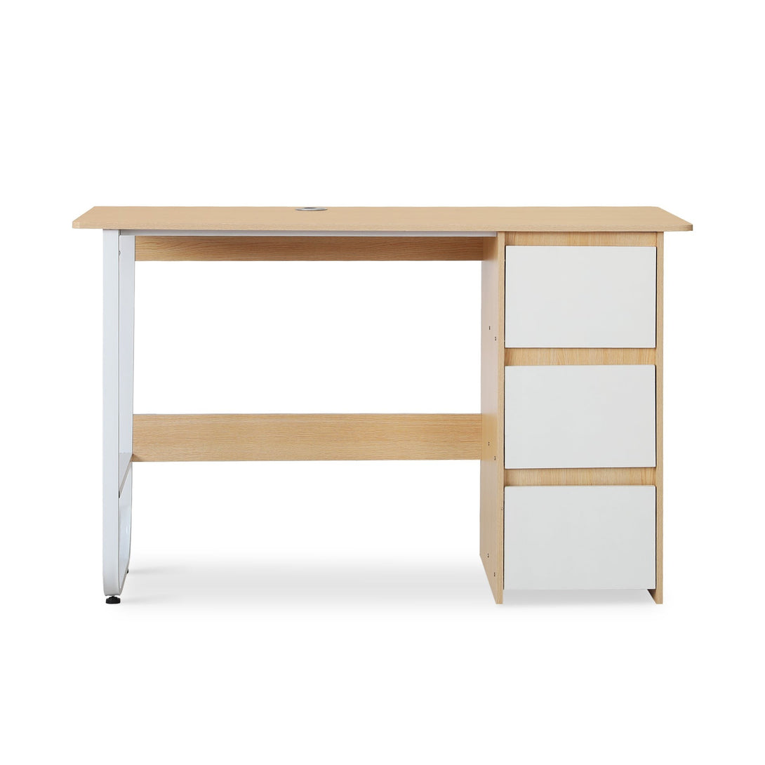 Gavin 120cm Computer Desk with Drawers - Natural + White