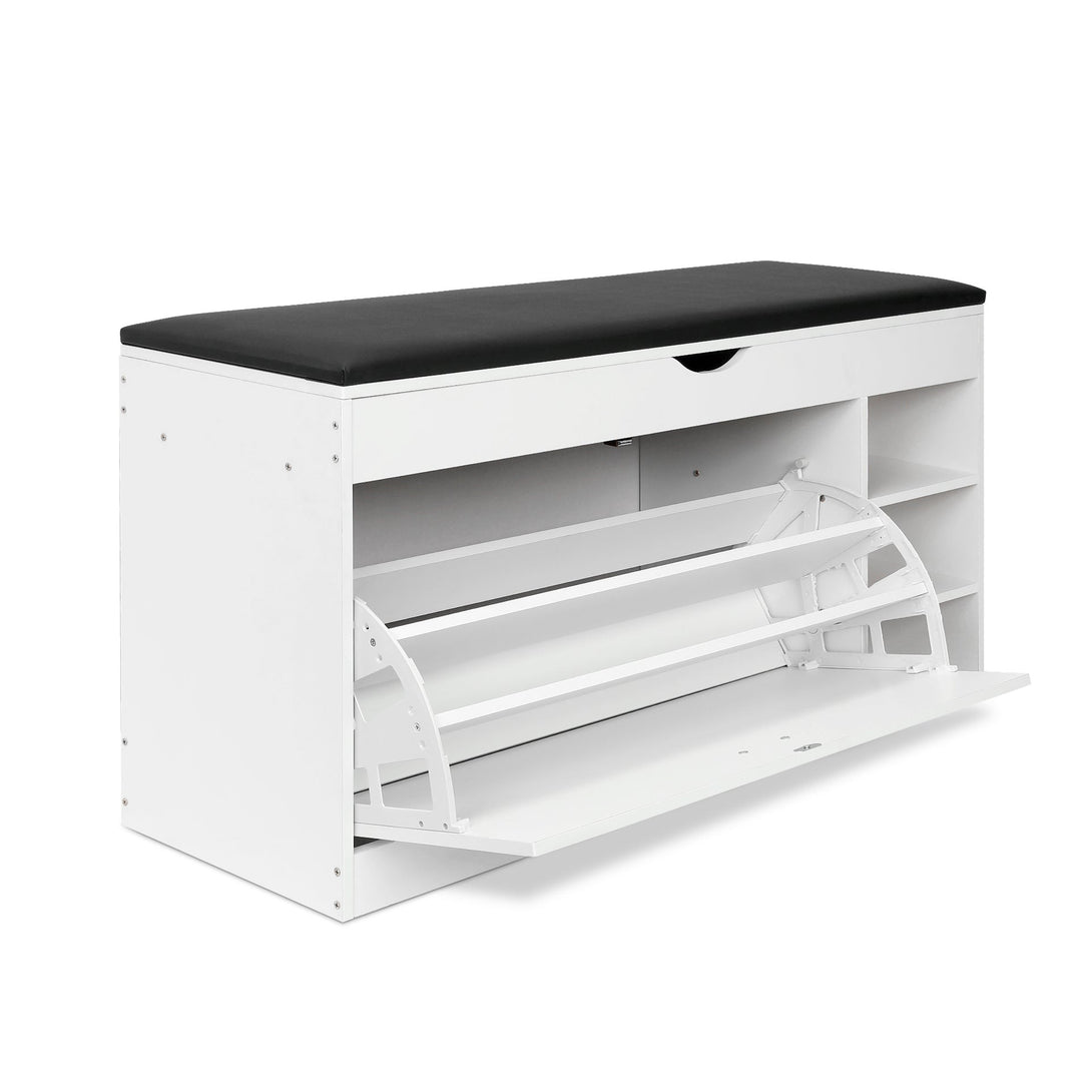 Gannet Shoe Rack Storage Cabinet 3 Layer - White + Black