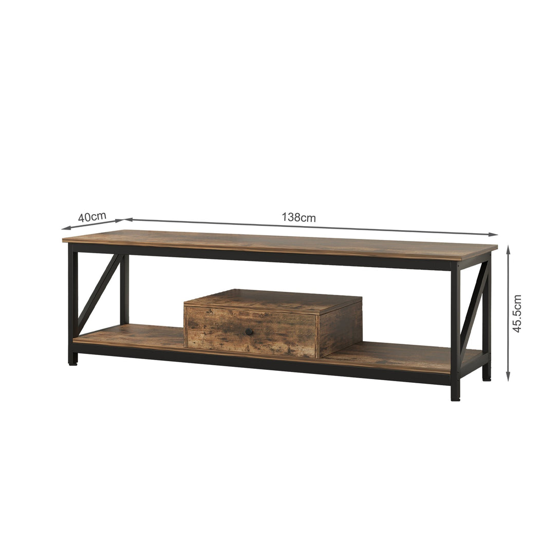 Atlas 1.4m Entertainment Unit with Drawer - Rustic Brown
