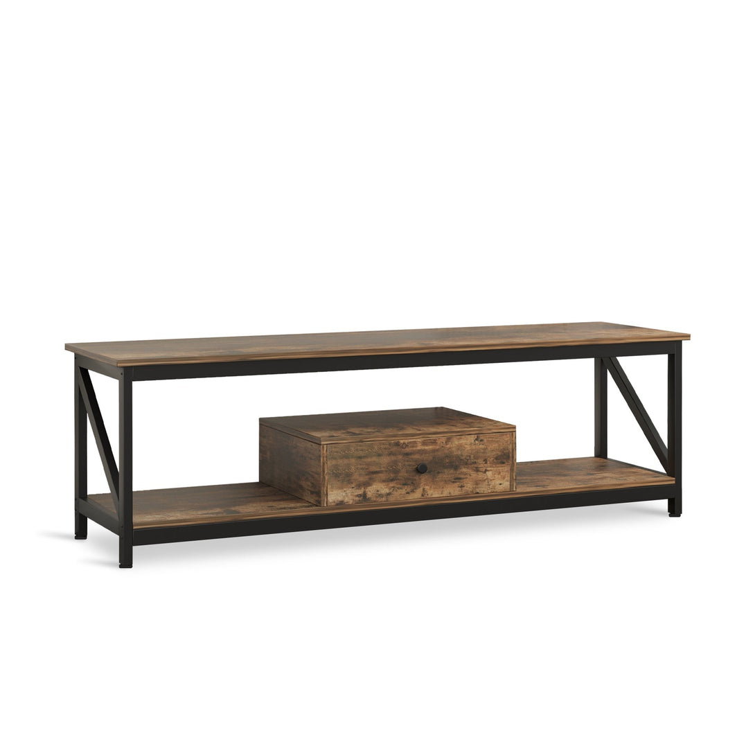 Atlas 1.4m Entertainment Unit with Drawer - Rustic Brown