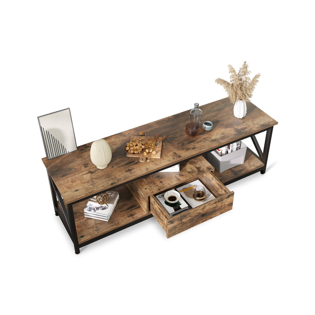 Atlas 1.4m Entertainment Unit with Drawer - Rustic Brown
