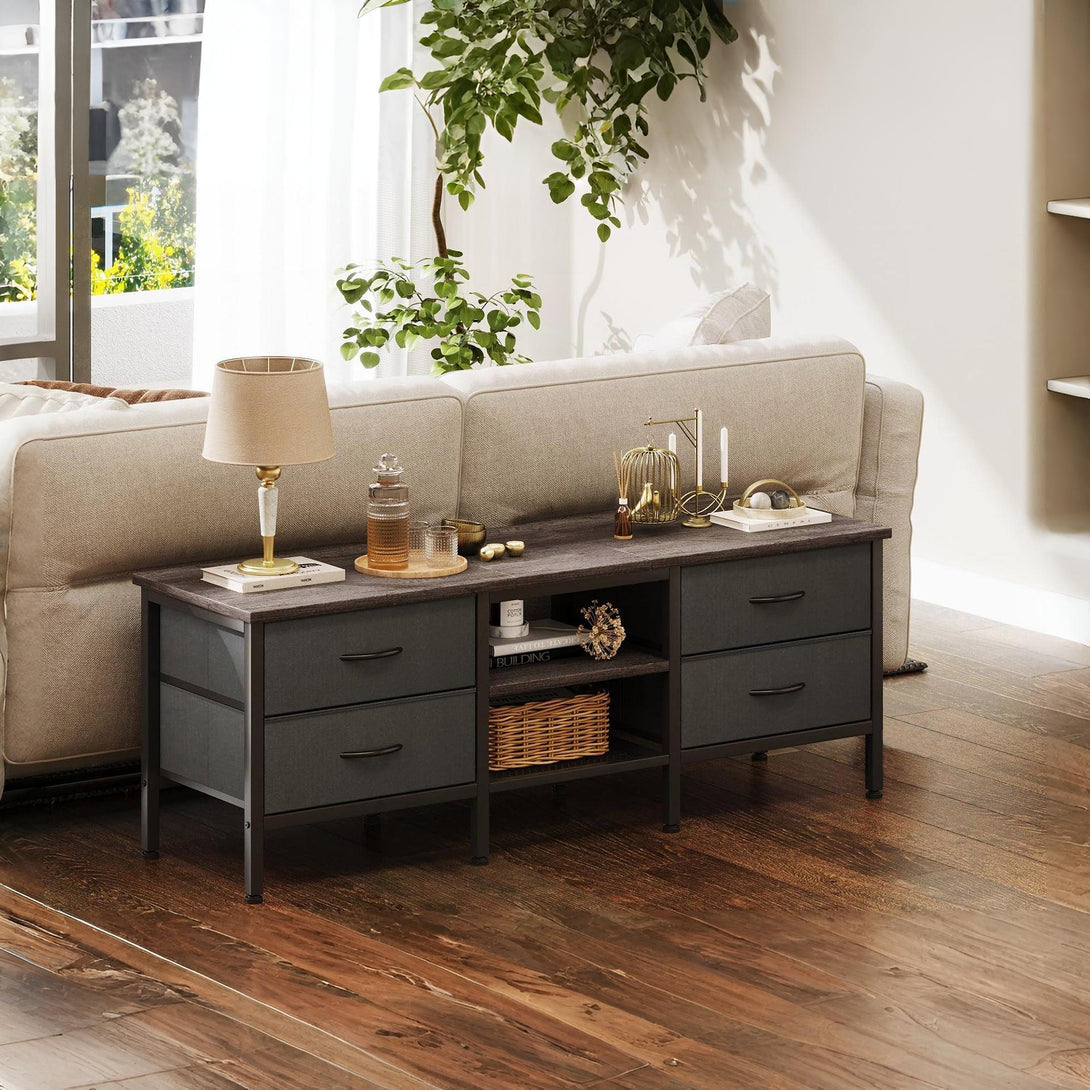 Cavalla 1.4m Entertainment Unit with Drawers - Grey Oak + Grey