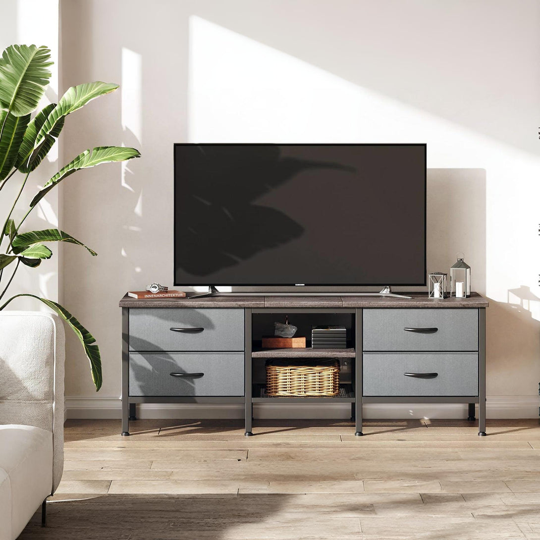Cavalla 1.4m Entertainment Unit with Drawers - Grey Oak + Grey