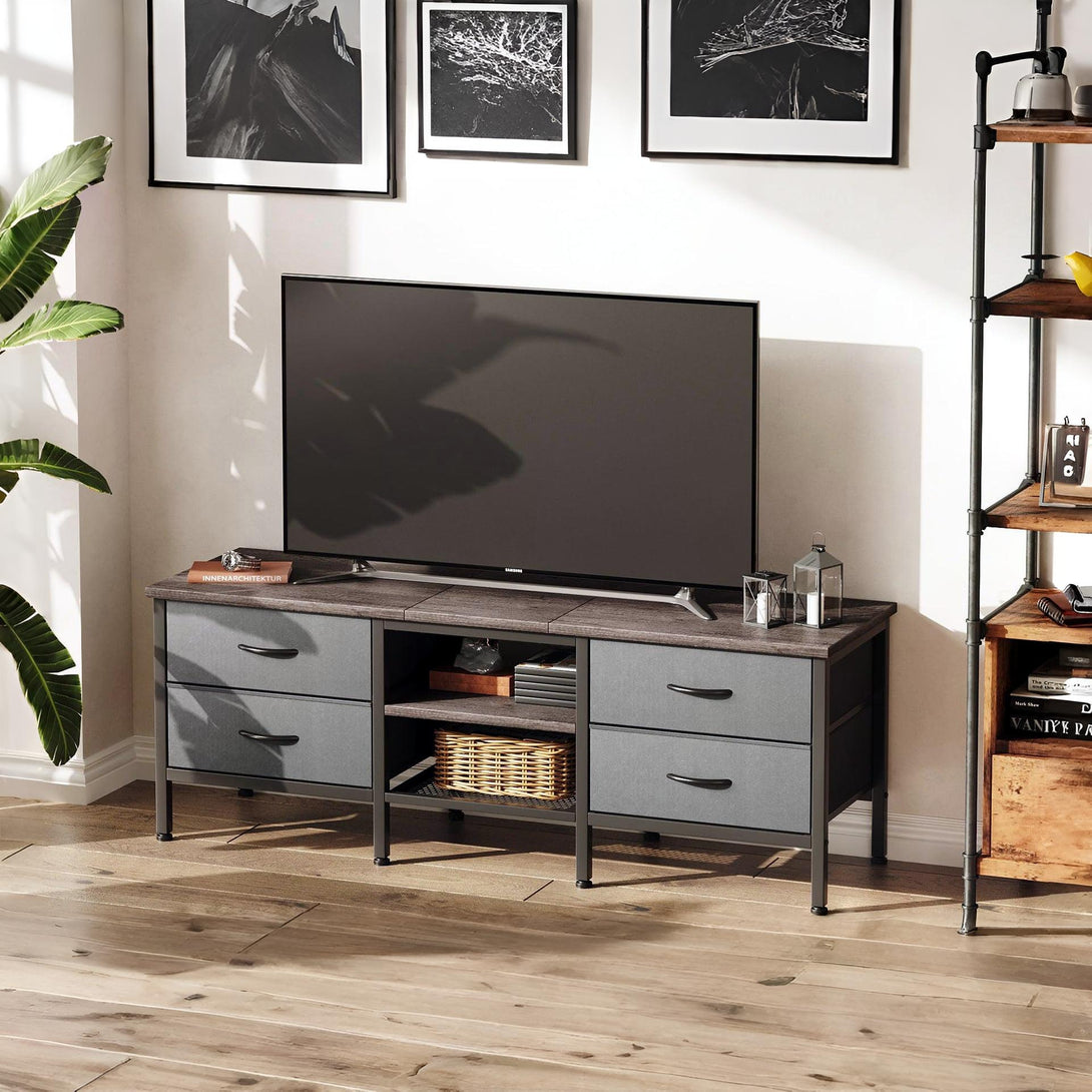 Cavalla 1.4m Entertainment Unit with Drawers - Grey Oak + Grey