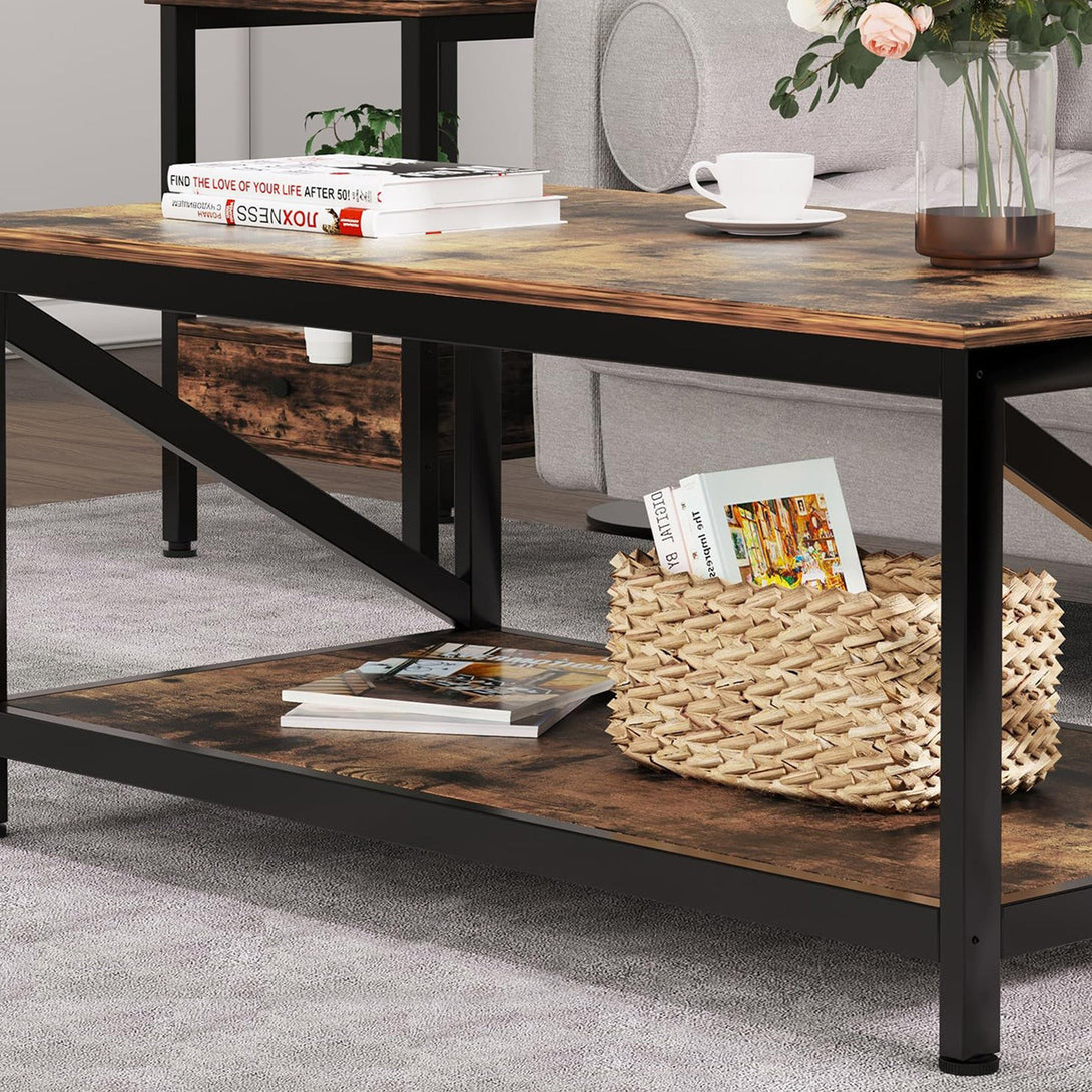 Atlas 1m Coffee Table - Rustic Brown