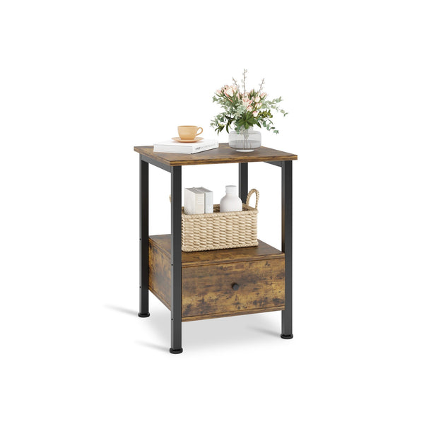Atlas Side Table with Drawer - Rustic Brown