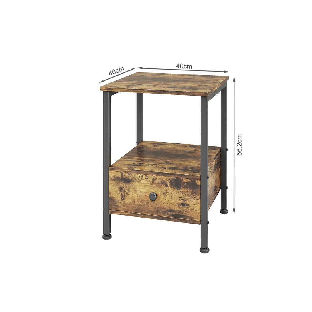 Atlas Side Table with Drawer - Rustic Brown