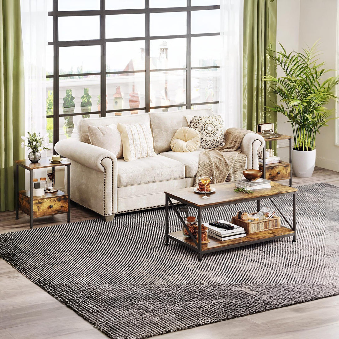 Atlas Side Table with Drawer - Rustic Brown