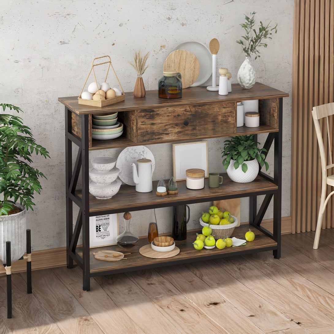 Atlas 1m Console Table with Drawer - Rustic Brown