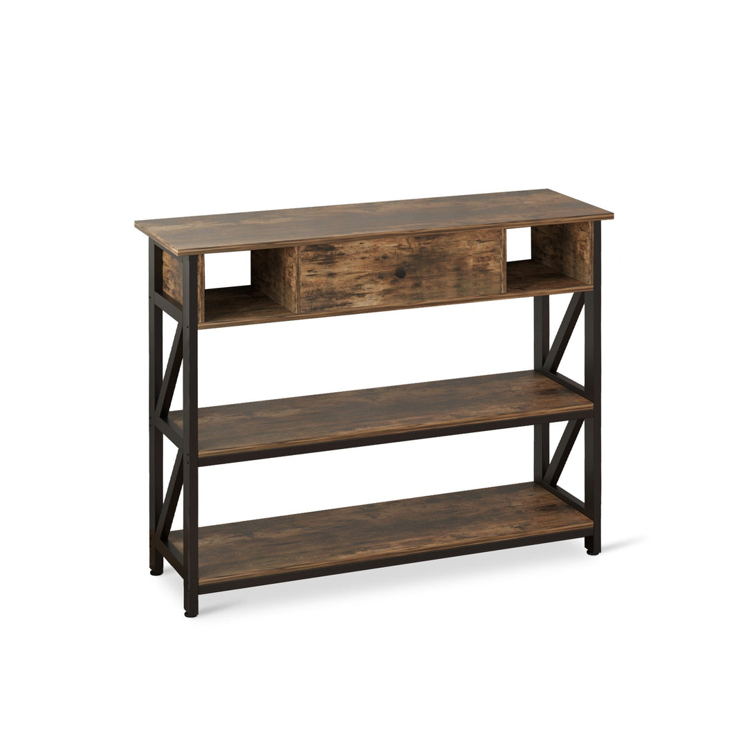 Atlas 1m Console Table with Drawer - Rustic Brown
