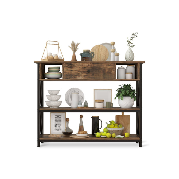 Atlas 1m Console Table with Drawer - Rustic Brown