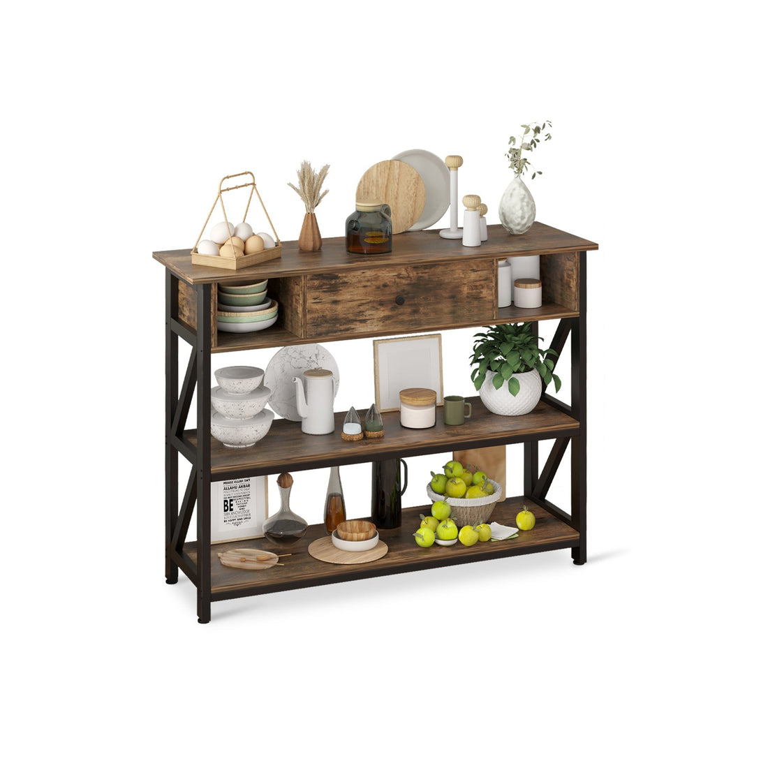 Atlas 1m Console Table with Drawer - Rustic Brown