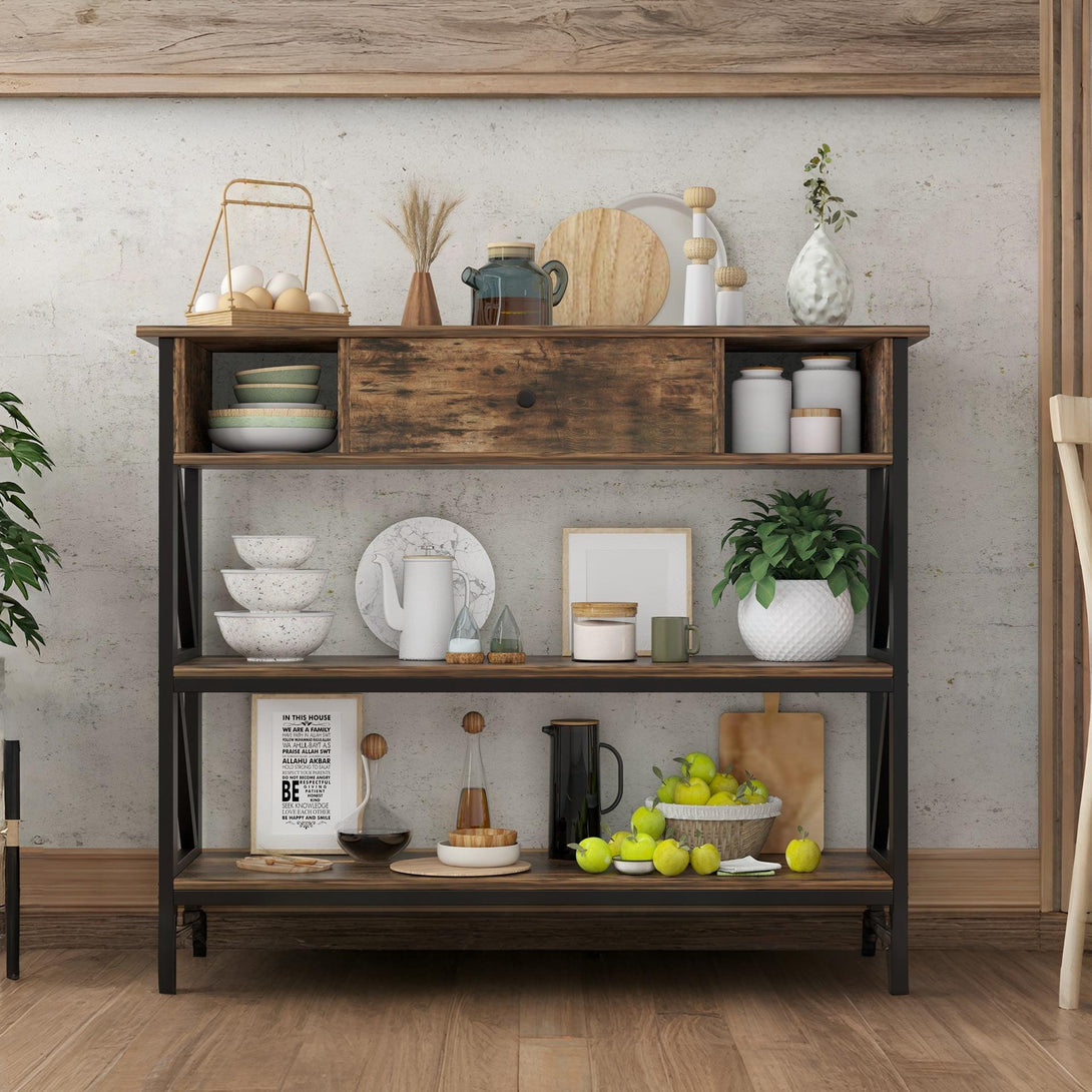 Atlas 1m Console Table with Drawer - Rustic Brown