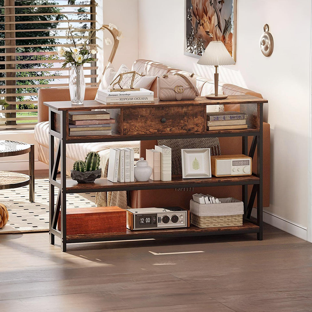 Atlas 1.2m Console Table with Drawer - Rustic Brown