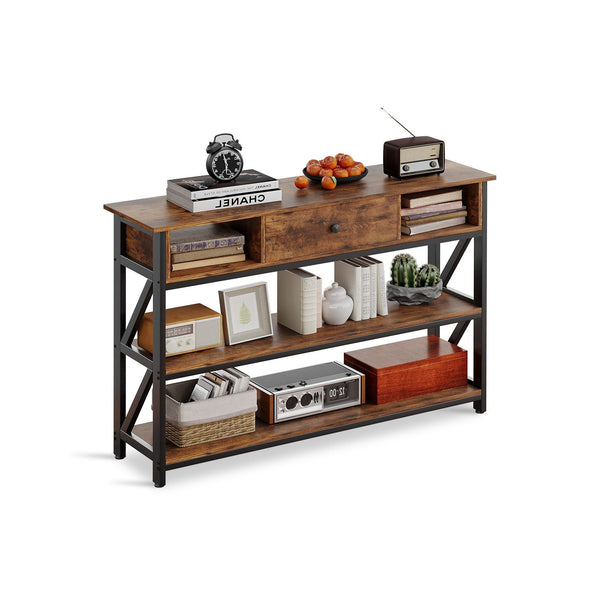 Atlas 1.2m Console Table with Drawer - Rustic Brown