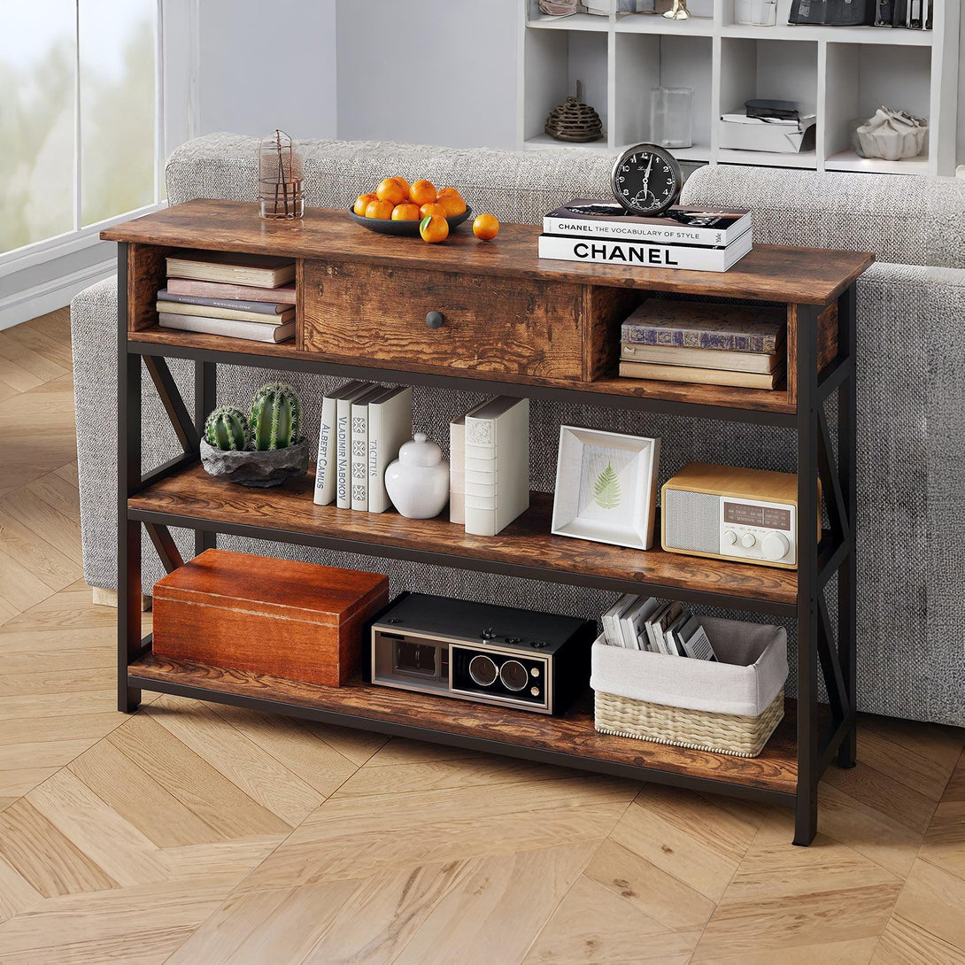 Atlas 1.2m Console Table with Drawer - Rustic Brown