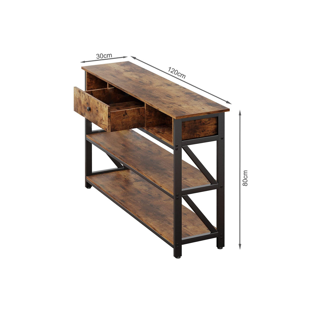 Atlas 1.2m Console Table with Drawer - Rustic Brown
