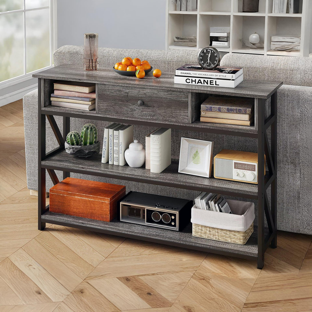 Atlas 1.2m Console Table with Drawer - Gray Oak