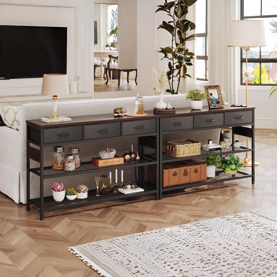 Shrike Console Table with 3 Drawers - Black Walnut