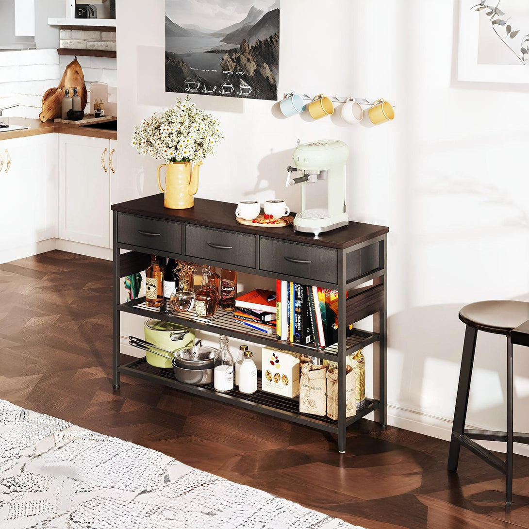 Shrike Console Table with 3 Drawers - Black Walnut